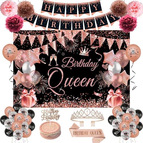 Happy Birthday Party Decorations for Women Girls by JKIYT