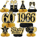 9 Pcs 60th Birthday Decorations Honeycomb Centerpieces for Women Men, Black Gold 1966 Aged to Perfection Vintage Centerpieces for Tables Toppers,Sixty Years Party Decorations Supplies by MOORAY