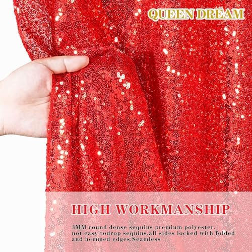 Sparkly Backdrop Curtains 6 Pcs 2ftx8ft Red Birthday Party Curtains - Image 4