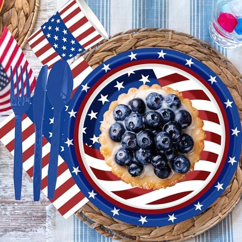 194 Pcs 4th of July Paper Plates and Napkins Party Supplies - Image 3