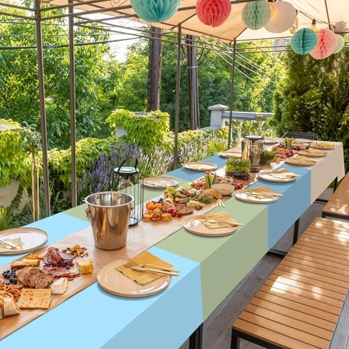 12 Pack Sage Green and Blue Baby Shower Plastic Tablecloth for Rectangle Tables, Baby Boy Gender Reveal Disposable Table Cover, It’s A Boy Table Cloth for Baby Shower Gender Reveal Party Decor - Image 7
