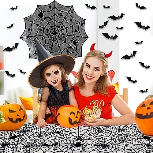 5Pack Halloween Spiderweb Tablecloth Runner Fireplace Scarf Lampshade Bats - Image 3