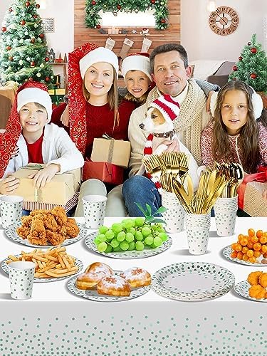 Nkaiso 141Pcs Green Dot Paper Plates and Napkins Party Supplies-20 Guests - Image 6