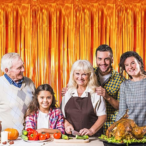 GOER 3.2 ft x 8.2 ft Metallic Tinsel Foil Fringe Curtains Party Photo Backdrop Party Streamers for Birthday,Graduation,New Year Eve Decorations Wedding Decor (Orange,1 Pack) - Image 4
