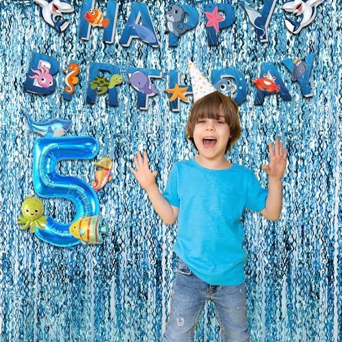 Wavy Blue Streamers Party Backdrop - 3.2ft X 6.5ft - 2 Packs - Image 5