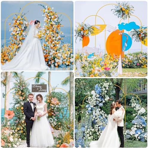 Wokceer Wedding Arch Backdrop Stand 7.2FT,6FT,6FT Gold Metal Arch Stand Set - Image 3