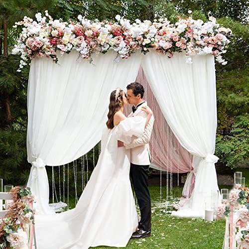 Fomcet 8FT x 8FT Backdrop Stand Heavy Duty with Base, White Portable Adjustable Pipe and Drape Backdrop Stand Kit, Square Metal Arch Party Frame for Wedding Birthday Parties Banquet Decorations - Image 5