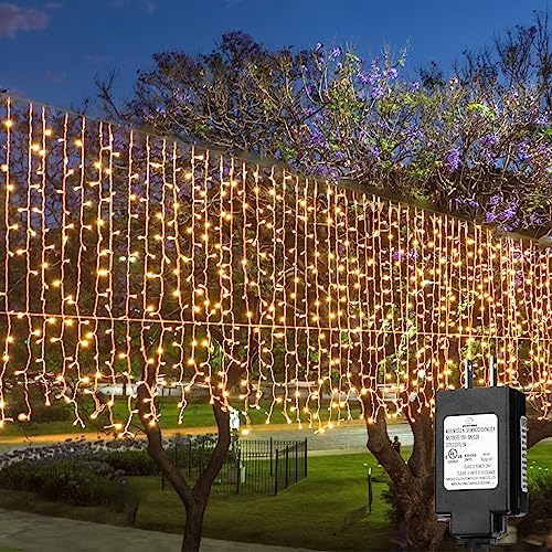 Solhice LED Curtain Lights Outside 40ft x 3ft for Backyard, 600 LED Plug in Hanging Fence String Lights Outdoor Waterproof for Backdrop Backyard Patio Deck Décor (Not Connectable) by Solhice