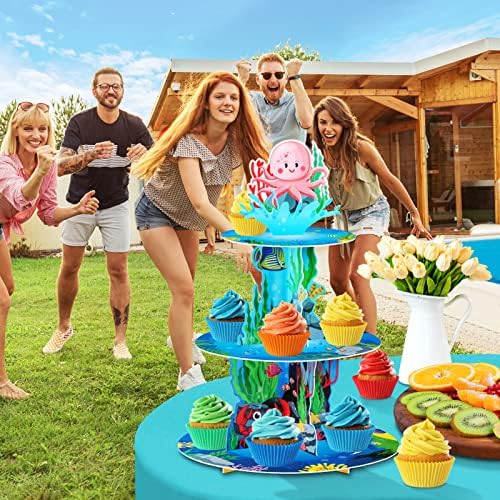 BenLouis 3Tier Under the Sea Cupcake Stand Birthday Party Decorations - Image 4