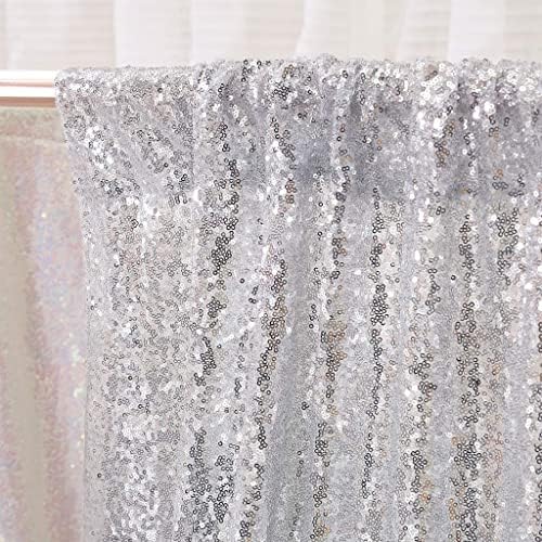 Poise3EHome Silver Sequin Backdrop, 20Ft x 10Ft Glitter Photography Background Curtains for Party Baby Shower Wedding Birthday Christmas Thanksgiving Halloween Decoration - Image 3