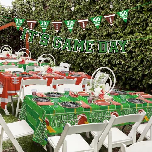 Football Party Decorations Kit for 24: Football Party Supplies Set with Plates, Dessert Plates, Napkins, Cups, Banner & Touchdown Tablecloth - for Football Tailgate Party Decorations - Image 5