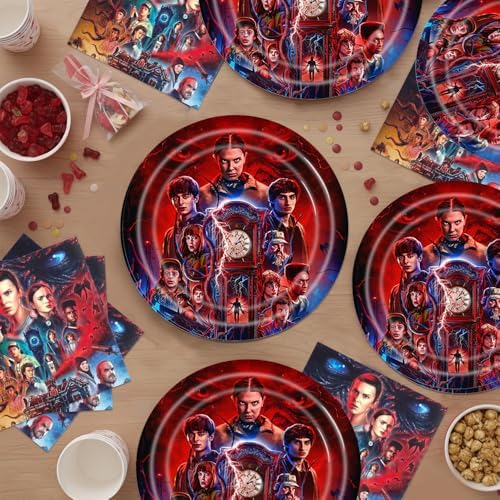 Stranger-Thing Party Supplies 40pck include 20 plates, 20 napkins for the birthday Things of Stranger party decoration - Image 5