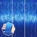 Voircoloria Laser Blue Foil Fringe Backdrop Curtains, 3.3x8.2ft, 3 Pack by Voircoloria