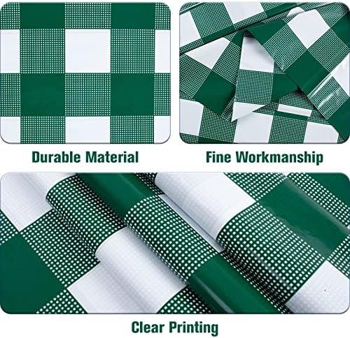 Kesfey 3 Packs Green and White Checkered Tablecloths 54 x 108 Inches Disposable Plastic Gingham Tablecovers Waterproof Rectangle Picnic Party Table Covers for Birthday Party Supplies Christmas - Image 2