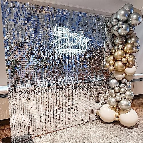 COKAOBE LiteGrid Series Shimmer Wall Backdrop - 36Pcs Silver - Image 6