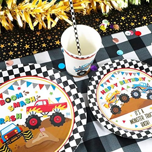 Recheel Monster Truck Birthday Decorations Plates Set, Monster Truck Plates - Image 6
