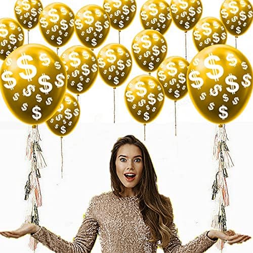 12 Inch Pack of 20 Money Dollar Signs Currency Symbol Latex Balloons Decorations for Birthdays Casino Weddings Bachelorette Retirement Anniversary Graduations Party - Image 2