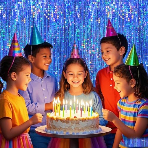 4 Packs Blue Foil Fringe Curtain, Navy Blue Metallic Tinsel Backdrop for Birthday, Wedding, Baby Shower, Bachelorette, Graduation, Galaxy Space Party Decorations Supplies - Image 4