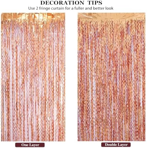 4 Pack 3.3x6.6ft Wavy Orange Foil Fringe Backdrop Curtains -Tinsel Streamers Metallic Foil Fringe Backdrop Door for Halloween, Graduation,Baby Shower,Gender Reveal - Image 6
