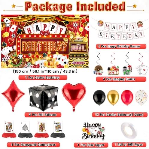 28 Pcs Casino Birthday Party Decorations Las Vegas Casino Theme Party Decor - Image 2