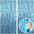 2 Pack Blue Backdrop Curtain Tinsel Streamers Ocean Themed Decor Birthday Party Decorations Foil Fringe Backdrop Graduation Baby Shower Bachelorette Winter Party Decorations Supplies by BOMSI