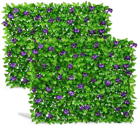 DOEWORKS Expandable Faux Ivy Trellis Fence, Patio Privacy Screen, 2 Pack by DOEWORKS