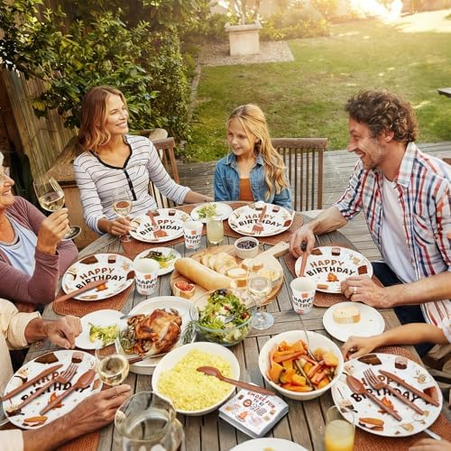 Yungyan 252 Pcs S'mores Camping Birthday Party Tableware Set Included Plates Napkins Cups Forks Knives Cutlery for Party Decorations Supplies 36 Guests - Image 4