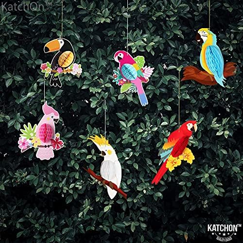 Tropical Birds Honeycomb Paper Cutouts, 12x5.3 Inch, Luau Party Decorations - Image 6