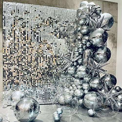 COKAOBE LiteGrid Series Shimmer Wall Backdrop - 24Pcs Silver - Image 6