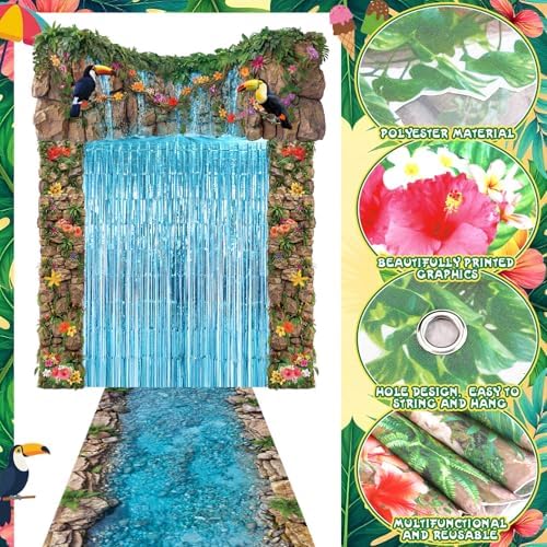 VitalCozy 7pcs Jungle Party Decorations Rainforest Door Backdrop - Image 3