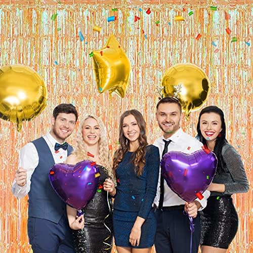 3 Pack Fringe Curtains Party Decorations,Tinsel Backdrop Curtains for Parties,Photo Booth Wedding Graduations Birthday Christmas Event Party Supplies (Transparent Orange) - Image 6