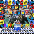Monsters Theme Birthday Decorations, Birthday Party Decorations with Backdrop Banner, HAPPY BIRTHDAY Banner, Hanging Swirl Streamers, Latex Balloons and Cake Toppers by Unknown