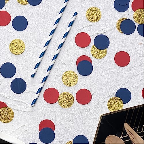 Gold Blue and Red Confetti Table Decoration for 4th July Graduation Birthday Theme Party,1.2 inch in Diameter,200 Counts - Image 3