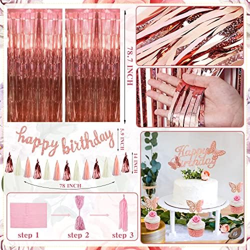 Rose Gold Birthday Party Decorations 91 Pcs Pink Birthday Party Supplies - Image 4