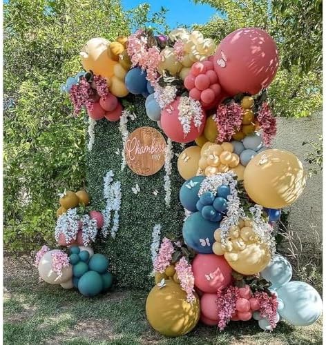 Pastel Balloon Garland Kit Rose Gold Purple Chrome Metallic Dusty Pink Rose Blue Macaron Yellow Balloon Arch Kit for Birthday Baby Shower Garden Party Wedding Wild Flower Picnic Decoration - Image 6
