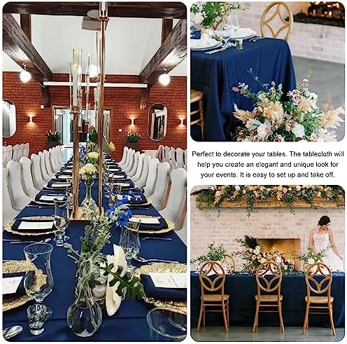 4 Pack Navy Blue Rectangle Polyester Tablecloth 60x102 Inch Washable Polyester Table Cover for Wedding Dining Table Buffet Parties Banquet Decor - Image 5
