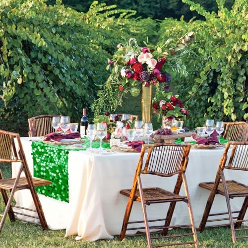 VHH Sequin Table Runner 12 x 108 inches Grass Green Table Runner, Glitter Runner for Party Wedding Birthday, Party Spring Easter Rustic, Birthday Supplies Decorations (1 Pack). - Image 6