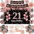 50Pcs 21st Birthday Decorations for Her, Rose Gold&Black Pre-Assembled Set. by Unknown