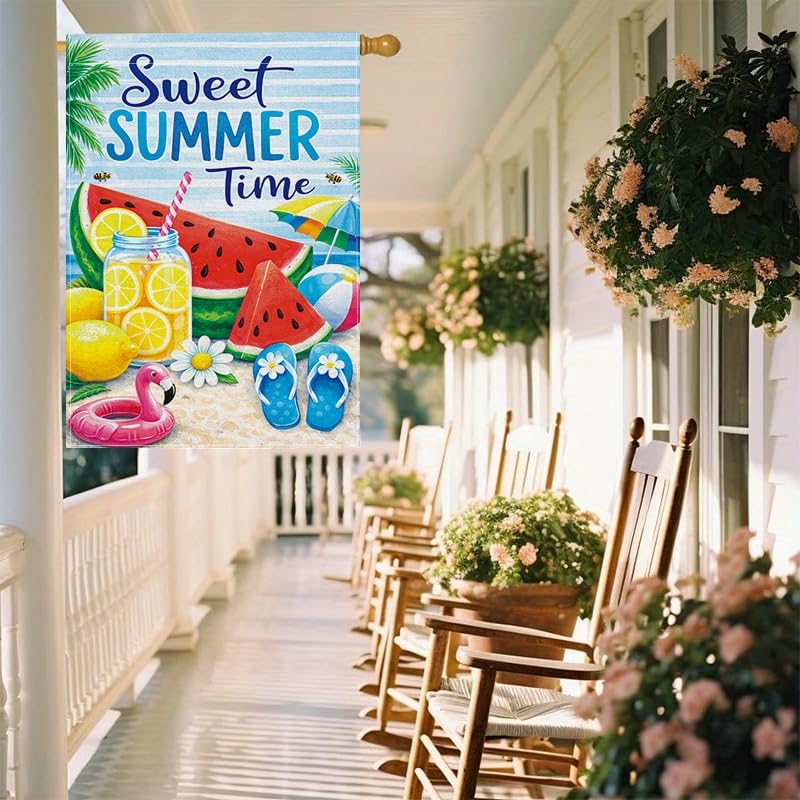 Summer Garden Flag 12x18 Inch, Sweet Summer Time Beach Watermelon Garden Flag, Double Sided Outdoor Decorative Yard Flag for Lawn Porch Patio - Image 5