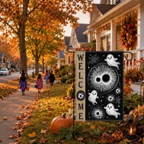Halloween Garden Flag Ghost Eyeball Gothic Yard Flags for Outside 12x18 - Image 6