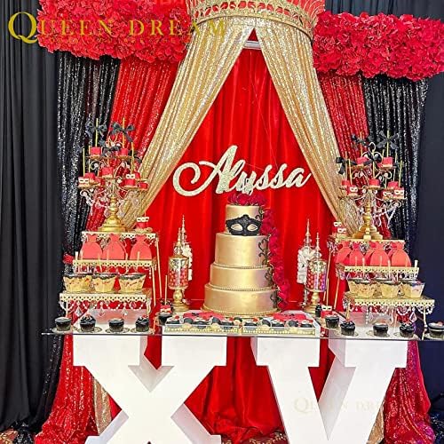 QueenDream Red Sequin Backdrop 2 Panels 2FTx8FT Christmas Party Backdrop - Image 6