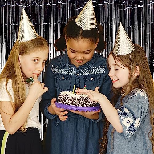10 Pack Black Backdrop Curtain 3.2ft x 8.2ft Metallic Tinsel Foil Fringe Curtains Photo Booth Background for Birthday Party Decoration Baby Shower Engagement Wedding Christmas Decoration (Black) - Image 6