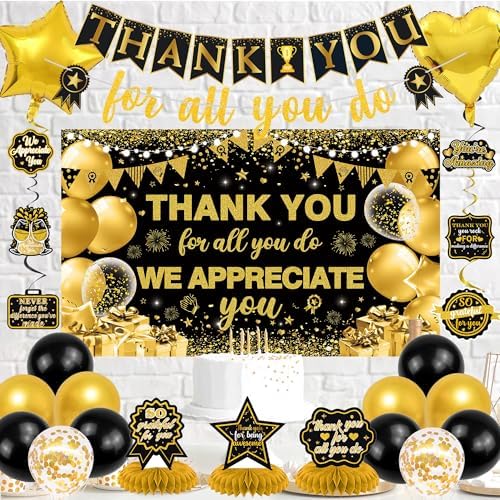 Vlipoeasn We Appreciate You Banner Decorations(Black Gold) - Image 6