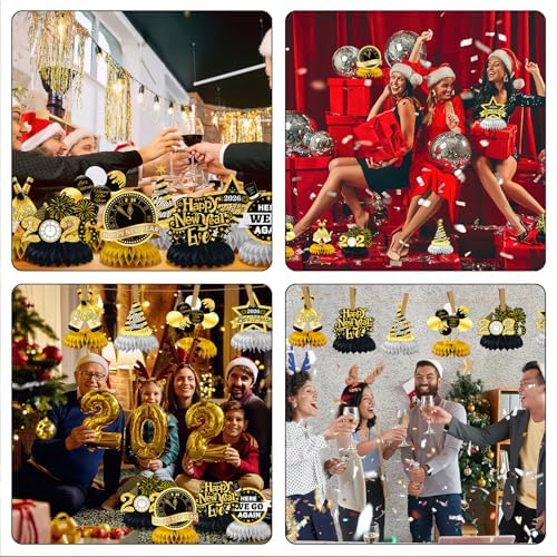 JULMELON 8PCS Happy New Year 2026 Decorations, Honeycomb Centerpieces - Image 7