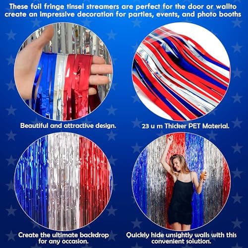 OHOME 4th of July Decorations - American Flag Backdrop Streamers | Patriotic Memorial Day Decor for Indoor Outdoor Outside - 250th Anniversary Fourth of July Accessories Party Favors,2 Pack - Image 5
