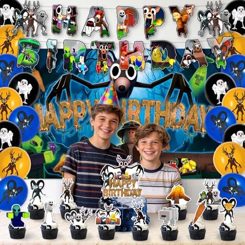 42Pack 99 Nights in the Forest Birthday Party Supplies Pack Includes，Banner，Cake Topper，Blackdrop,Balloons for 99 Nights in the Forest party supplies - Image 6