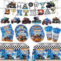 177pcs Monster Truck Birthday Decorations Plates Napkins Tableware Set by JVORFDG