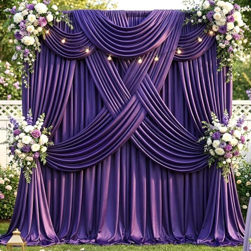 50x12 ft Deep Purple Backdrop Curtains for Weddings, Birthdays and Photos - Image 2