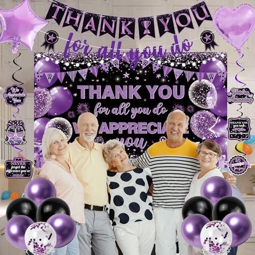 Vlipoeasn Purple We Appreciate You Banner Decorations - Image 4