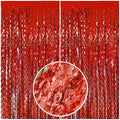 BOMSI Red Tinsel Foil Fringe Curtains Wavy Backdrop for Parties Sparkle Metallic Wavy Foil Fringe Backdrop Curtain for Party Decorations Photo Booth Props Birthday Graduation Wedding Valentines Decor by BOMSI